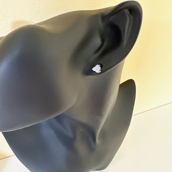 Triangle CZ Stud Earrings - Picture 6 of 6